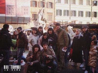 Group photo at the Neptune Fountain