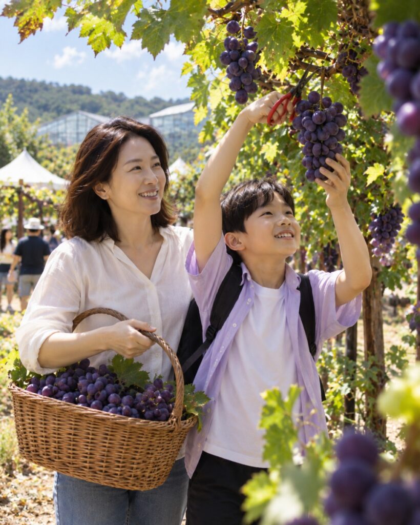Grape harvesting experience in a Songsan vineyard