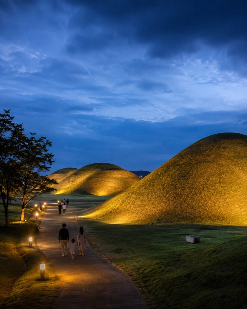 Night lights over the Jisan-dong burial mounds