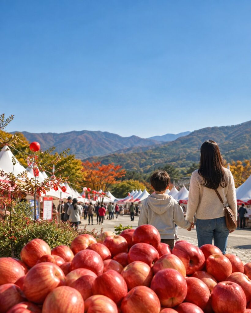 Kids pounding apple rice cakes