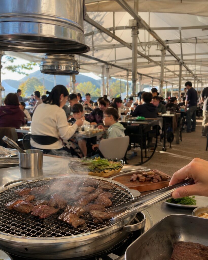 Grill-your-own hanwoo area at the festival