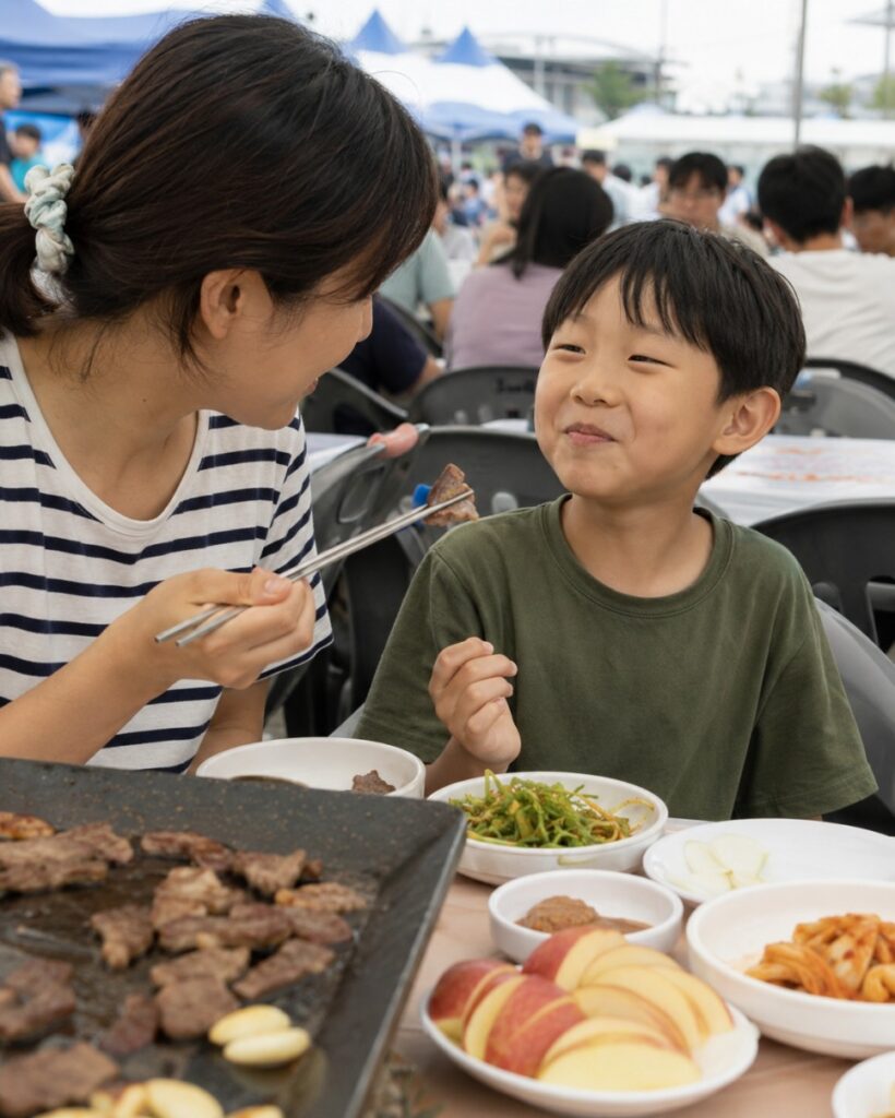 Hanwoo grilling table at the festival