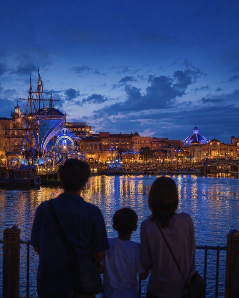 Tokyo DisneySea harbor at dusk